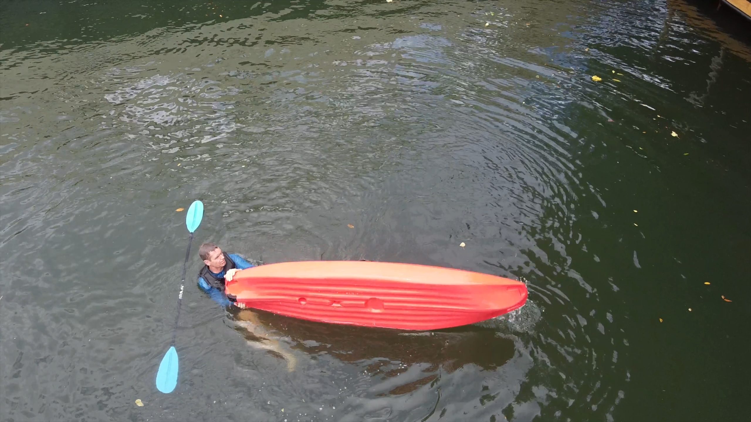 a person swimming in a body of water